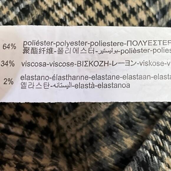 Stradivarius Black Beige Houndstooth Plaid High Rise Cropped Dress Pants Size S - Picture 5 of 5